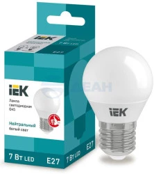 Лампа светодиодная LLE-G45-7-230-40-E27  (IEK)